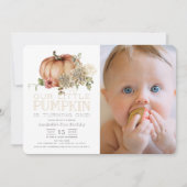 Oranje pompoen en White Dahlia Foto 1e verjaardag Kaart (Voorkant)