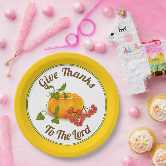 Oranje pompoen, gele herfst Thanksgiving Papieren Bordje (Feest)