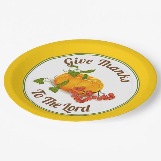 Oranje pompoen, gele herfst Thanksgiving Papieren Bordje (Gekanteld)