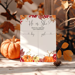 Oranje pompoen Geslacht Jongen of Girl-kaart Poster