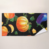 Oranje pompoen, gestreept zucchini, blauwe eierpla badhanddoek (Badhanddoek)