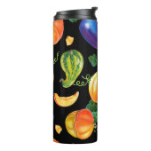 Oranje pompoen, gestreept zucchini, blauwe eierpla thermosbeker (Gedraaid links)