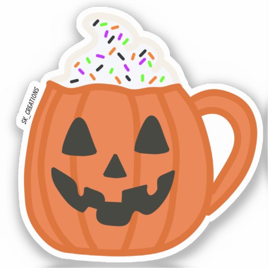 Oranje pompoen gezicht Mok Sticker (Voorkant)