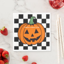 Oranje pompoen gezicht papier servet