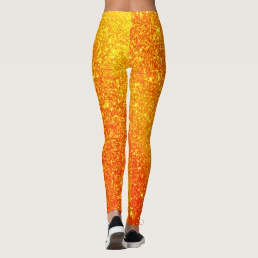 Oranje pompoen Glitter Pattern Halloween Leggings (Achterkant)