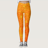 Oranje pompoen Glitter Pattern Halloween Leggings (Voorkant)