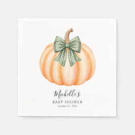 Oranje Pompoen Groen Geruit Boog Baby Shower Servet
