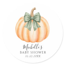 Oranje Pompoen Groen Geruite Strik Baby Shower