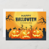 Oranje Pompoen Halloween Feestdagenkaart (Voorkant / Achterkant)