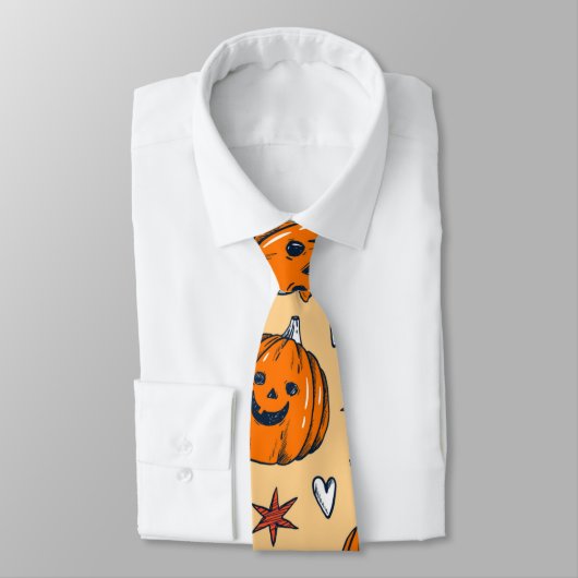  Oranje pompoen | Halloween Graphic Stropdas (Gebonden)