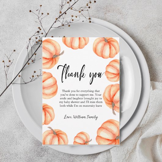 Oranje Pompoen Halloween Herfst Baby shower Bedankkaart