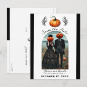 Oranje Pompoen Halloween Herfst Foto Save the Date Aankondigingskaart (Voorkant / Achterkant)