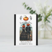 Oranje Pompoen Halloween Herfst Foto Save the Date Aankondigingskaart (Staand voorkant)