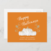 Oranje pompoen Happy Halloween Briefkaart (Voorkant / Achterkant)