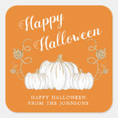 Oranje pompoen Happy Halloween Vierkante Sticker (Voorkant)