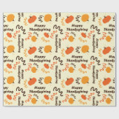 Oranje pompoen Happy Thanksgiving-tekst Naadloos Cadeaupapier (Vlak)