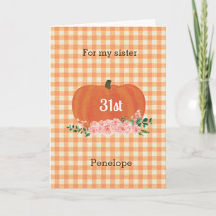 Oranje pompoen Herfst 31e Verjaardag Kaart