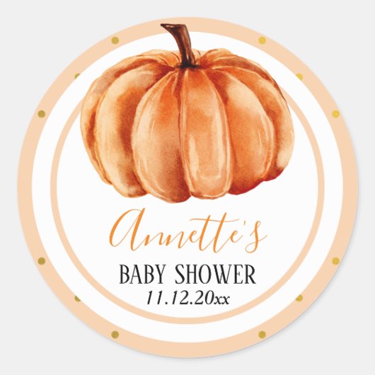 Oranje pompoen Herfst Baby shower dank u Ronde Sticker (Voorkant)