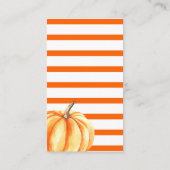 Oranje Pompoen Herfst Baby shower Luier Raffle Informatiekaartje (Achterkant)