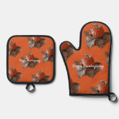Oranje pompoen Herfst blad krans Thanksgiving Ovenwant & Pannenlap Set (Voorkant)