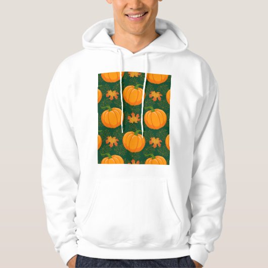 Oranje pompoen herfst bladeren patroon hoodie (Voorkant)