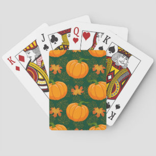 Oranje pompoen herfst bladeren patroon pokerkaarten