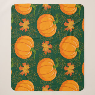 Oranje pompoen herfst bladeren patroon sherpa deken