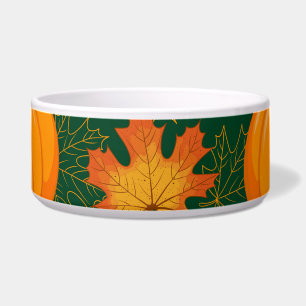 Oranje pompoen herfst bladeren patroon voerbakje