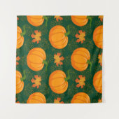 Oranje pompoen herfst bladeren patroon wandkleed (Voorkant (horizontaal))