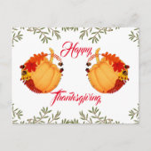 Oranje pompoen Herfst Maple Acorn Happy Thanksgivi Feestdagenkaart (Voorkant)