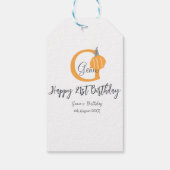 Oranje pompoen herfst Verjaardag 21e Grijze Pastel Cadeaulabel (Achterkant)