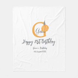 Oranje pompoen herfst Verjaardag 21e Grijze Pastel Fleece Deken