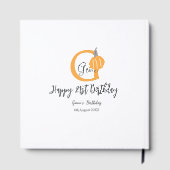 Oranje pompoen herfst Verjaardag 21e Grijze Pastel Gastenboek (Achterkant)