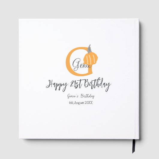 Oranje pompoen herfst Verjaardag 21e Grijze Pastel Gastenboek (Achterkant)