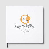 Oranje pompoen herfst Verjaardag 21e Grijze Pastel Gastenboek (Voorkant)