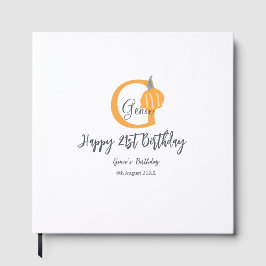 Oranje pompoen herfst Verjaardag 21e Grijze Pastel Gastenboek