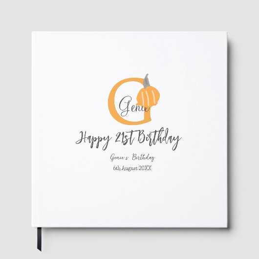 Oranje pompoen herfst Verjaardag 21e Grijze Pastel Gastenboek (Voorkant)