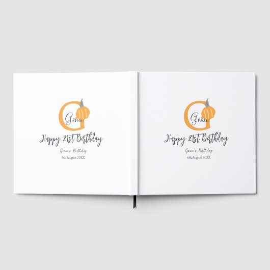 Oranje pompoen herfst Verjaardag 21e Grijze Pastel Gastenboek (Volledig)