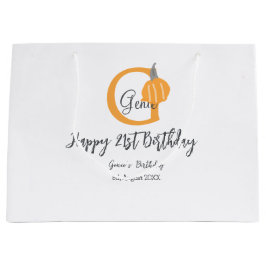 Oranje pompoen herfst Verjaardag 21e Grijze Pastel Groot Cadeauzakje
