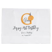 Oranje pompoen herfst Verjaardag 21e Grijze Pastel Groot Cadeauzakje (Achterkant)