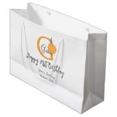 Oranje pompoen herfst Verjaardag 21e Grijze Pastel Groot Cadeauzakje (Voorkant Gekanteld)