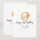 Oranje pompoen herfst Verjaardag 21e Grijze Pastel Kaart (Voorkant / Achterkant)