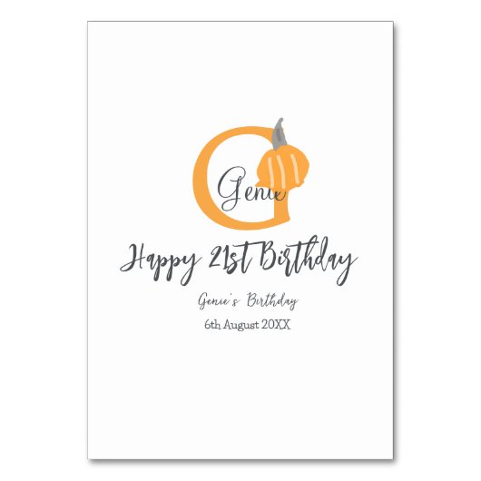 Oranje pompoen herfst Verjaardag 21e Grijze Pastel Kaart (Voorkant)