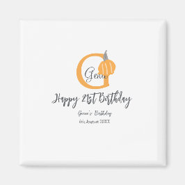 Oranje pompoen herfst Verjaardag 21e Grijze Pastel Magneet