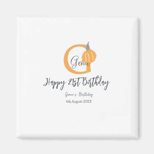 Oranje pompoen herfst Verjaardag 21e Grijze Pastel Magneet (Voorkant)