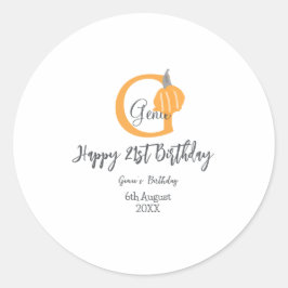 Oranje pompoen herfst Verjaardag 21e Grijze Pastel Ronde Sticker
