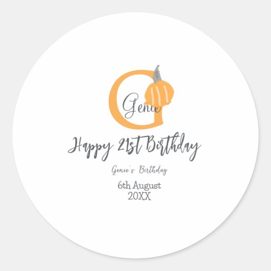 Oranje pompoen herfst Verjaardag 21e Grijze Pastel Ronde Sticker (Voorkant)