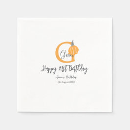 Oranje pompoen herfst Verjaardag 21e Grijze Pastel Servet