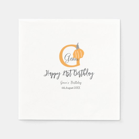 Oranje pompoen herfst Verjaardag 21e Grijze Pastel Servet (Voorkant)