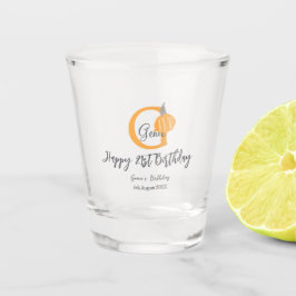 Oranje pompoen herfst Verjaardag 21e Grijze Pastel Shot Glas